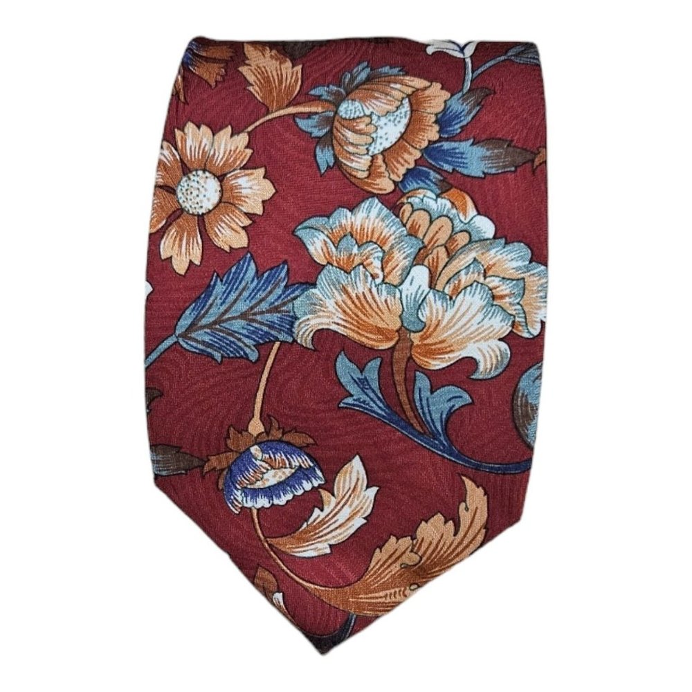 KENZO PARIS Red Floral Silk Tie ITALY 57"/ 3.5" EC